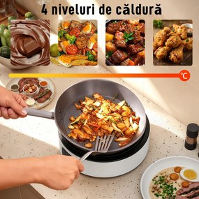 HOMCOM Plită Ceramică Electrică cu Plită de Grătar, Multifuncțională 36cm cu 4 Niveluri de Căldură pentru Toate Tipurile de Oale | Aosom Romania