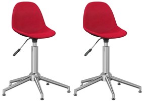 333447 vidaXL Scaune de bucătărie pivotante, 2 buc., roșu vin, textil