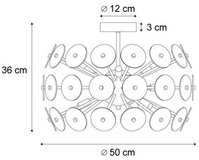 Plafonieră Art Deco neagră cu chihlimbar și fum - Atomic