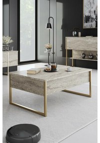 Măsuță de conferință Luxe Travertine și Auriu