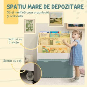 AIYAPLAY Bibliotecă pentru Copii 3-8 Ani cu 3 Rafturi și Sertar Inferior, din MDF, 62.5x30x70 cm, Gri | Aosom Romania