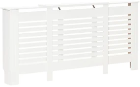 HOMCOM Masca Calorifer Reglabila din MDF si Lemn Alb 140-202x19x82.5 cm Design Modern pentru Acoperire Radiator | Aosom Romania