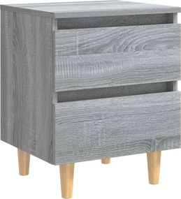 vidaXL Noptieră cu picioare din lemn masiv, sonoma gri, 40x35x50 cm