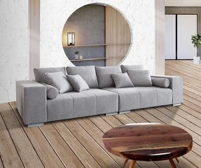 Canapea extensibilă dumonde cu ladă de depozitare si sezut confortabil din spuma high-density, Marbela Enjoy Silver XXL 295x100 cm