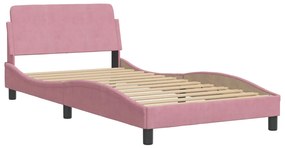 373137 vidaXL Cadru de pat cu tăblie, roz, 100x200 cm, catifea