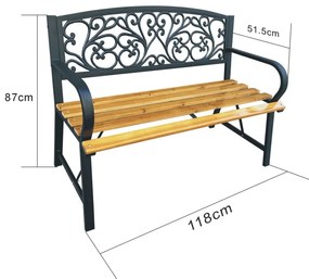 Bancă de grădină Natti (negru + lemn natural). 1088098