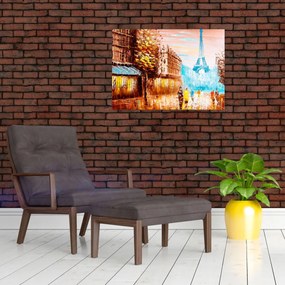 Tablou pe sticlă - Vremea ploioasă și Turnul Eiffel (70x50 cm)
