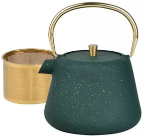 Ceainic din fonta cu infuzor Kinghoff KH 1933, 1 l, Interior emailat, Inducție, Verde