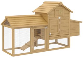 PawHut Coteț Prefabricat din Lemn pentru 2 Găini cu Gard pentru Grădină 150.5 x 54 x 87cm | Aosom Romania