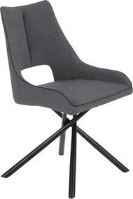 Scaun tapitat K409, gri inchis/negru, stofa clasica/metal, 49x52x84 cm