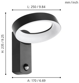 Eglo 97308 - LED Aplica perete exterior cu senzor PERNATE LED/11W/230V