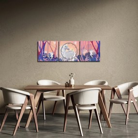 Tablou - Unicorn în pădurea fermecată (cu ceas) (90x30 cm)