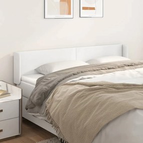 vidaXL Tăblie de pat cu aripioare alb 163x16x78/88 cm piele ecologică