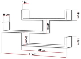 Etajeră de perete TRIO 55x119 cm alb
