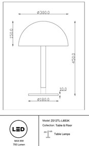 Veioza, Lampa de masa LED design modern Ray negru