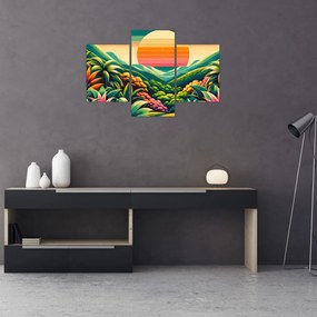 Tablou - Apus de soare multicolor (90x60 cm)