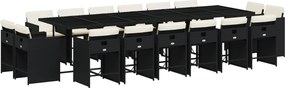 vidaXL Set mobilier de grădină cu perne, 17 piese, negru, poliratan