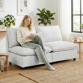 HOMCOM Canapea 2 locuri, 146 cm canapea modulară din piele ecologică cu șezut lat și adânc, perne groase, montaj ușor, Gri | Aosom Romania