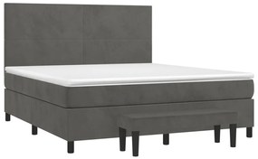 Pat box spring cu saltea, gri inchis, 160x200 cm, catifea Morke gra, 160 x 200 cm, Design simplu