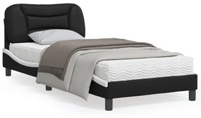 3207972 vidaXL Cadru de pat cu tăblie negru și alb 90x190 cm piele artificială