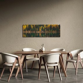 Tablou cu lac de pădure (cu ceas) (90x30 cm)