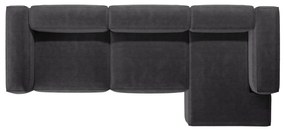 Colțar gri închis cu tapițerie din catifea reiată (cu colț pe partea dreaptă/cu șezlong) Bergamo – Cosmopolitan Design