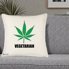 Perna Decorativa Vegetarian cu Frunza, 40x40 cm, Crem Reliefat, Husa Detasabila, Perna Inclusa, BEKZ®