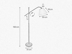 Lampadar, Lampa de podea design italian clasic Brass