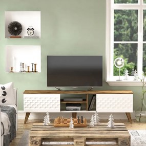 Comoda TV Egg Alb-Walnut