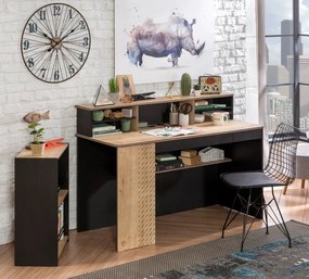 Set Studiu baiet cu 3 Piese - Birou, Unitate si rafturi Colectia Black