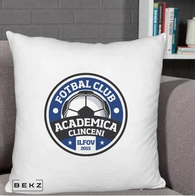 Perna Personalizata Academica Clinceni Fotbal Club, 40x40 cm, Alb Pufos, Husa Detasabila, Perna Inclusa, BEKZ®