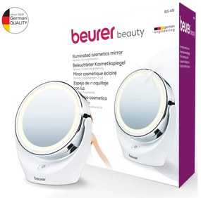 Oglinda cosmetica Beurer BS 49, 11 cm, lumina cu LED, cromat, rotativa, alb