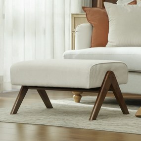 HOMCOM Taburet de Picior cu Scaun Acolchis și Piciori de Lemn pentru Salon Dormitor 69x47x36 cm Bej | Aosom Romania