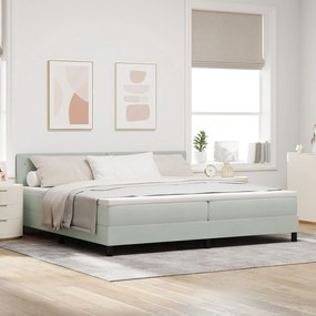 vidaXL Pat box spring cu saltea, gri deschis, 200x200 cm, catifea