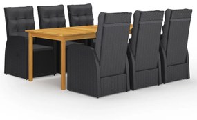 3067909 vidaXL Set mobilier de grădină, 7 piese, negru