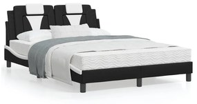 3208087 vidaXL Cadru de pat cu tăblie, negru/alb, 120x200 cm, piele ecologică