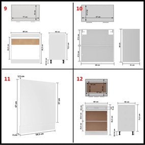 Set dulapuri de bucatarie, 14 piese, alb, PAL fara blat de lucru, 14