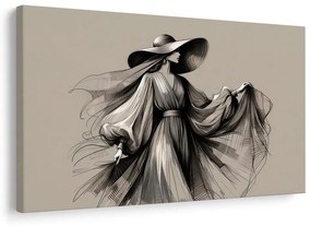 Tablou femeie cu rochie și pălărie