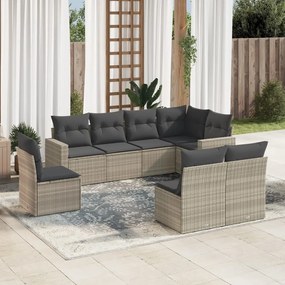 3219062 vidaXL Set mobilier de grădină cu perne, 8 piese gri deschis poliratan