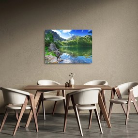 Tablou pe sticlă cu lac în munții Tatra (70x50 cm)
