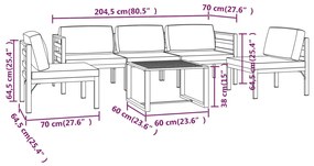 Set mobilier de gradina cu perne, 6 piese, antracit, aluminiu 2x colt + 3x mijloc + masa, 1