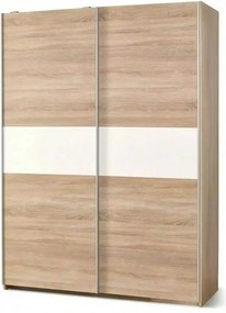 Dulap LIMA S1, alb/stejar sonoma, PAL laminat, cu 2 usi, 153x58x210 cm