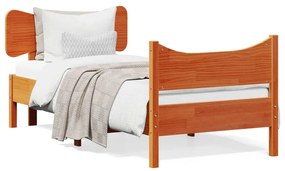 3216407 vidaXL Cadru de pat cu tăblie, maro ceruit, 75x190 cm, lemn masiv pin