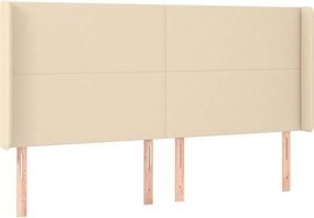 vidaXL Tăblie de pat cu aripioare, crem, 163x16x118/128 cm, textil