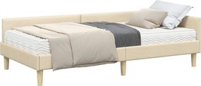 vidaXL Cadru de pat colțar cu saltea cu saltea 2 pcs Crem țesătură