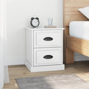 816149 vidaXL Noptiere, 2 buc, alb extralucios, 39x39x47,5 cm, lemn prelucrat