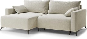 Colțar crem extensibil/cu spațiu de depozitare cu tapițerie din chenille (cu colț pe partea stângă/cu șezlong) Leon – Maison de Rêve