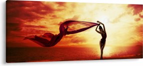 Tablou - Silueta femeii la apus de soare (120x50 cm)