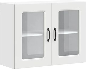 vidaXL Dulap de bucătărie cu ușă sticlă „Kalmar” lemn prelucrat alb