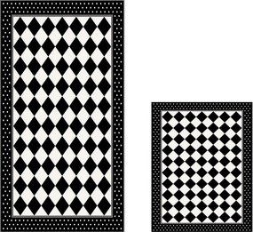 Set 2 covorase baie 510607, forma dreptunghiulara, poliester, negru/al